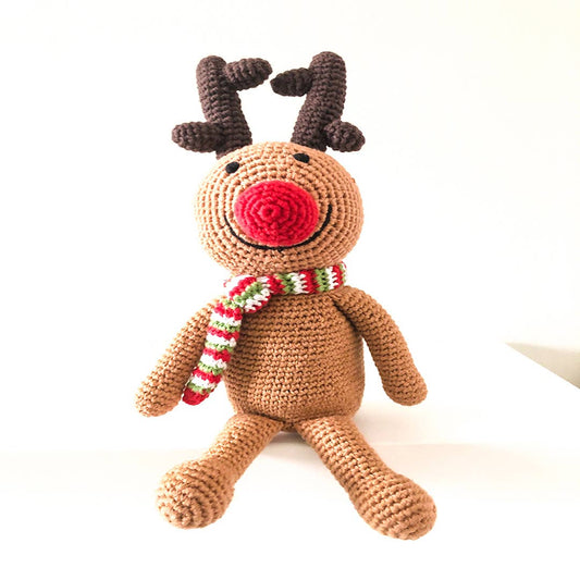 Handmade Rudolph the Red-Nosed Reindeer Rattle  Large
