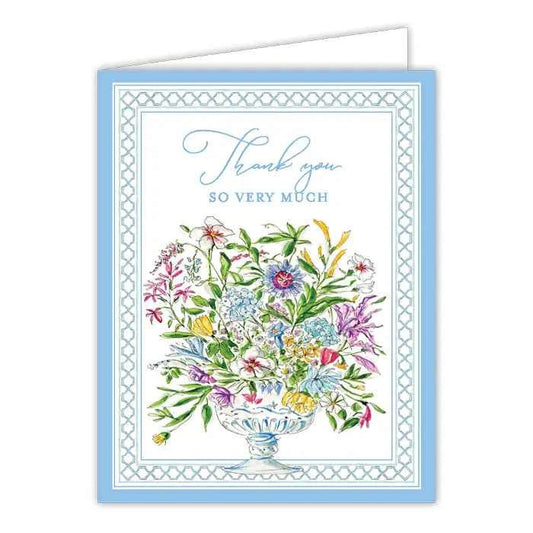 Thank You So Very Much Blue Floral Greeting Card