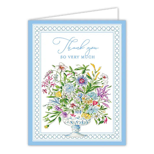 Thank You So Very Much Blue Floral Greeting Card