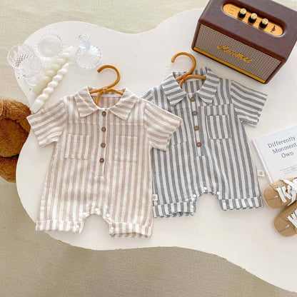 Short Sleeved Striped Romper