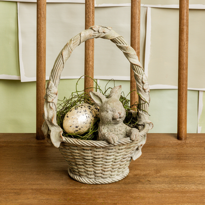 Bunny In Easter Basket -  Cement Finish