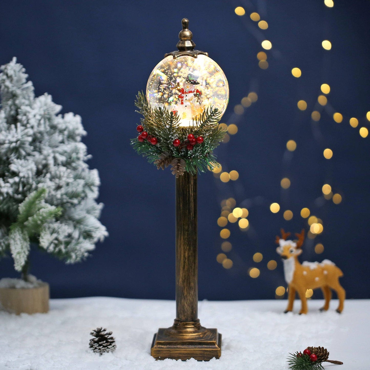 SINT - SINT Christmas Snow Globe Pole Lamp (Snowman with Deer)