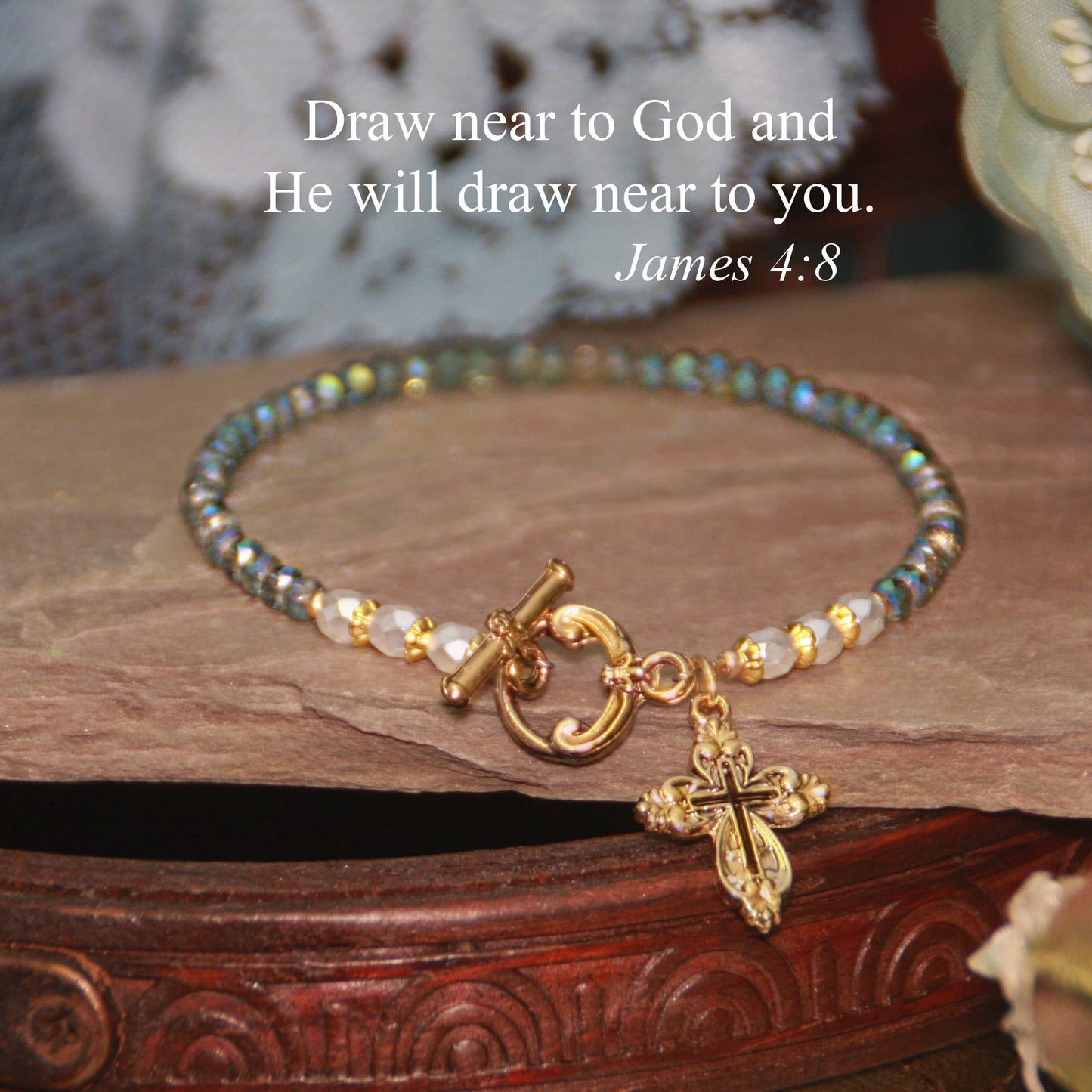 Scripture "Draw near to God" beaded Bracelet