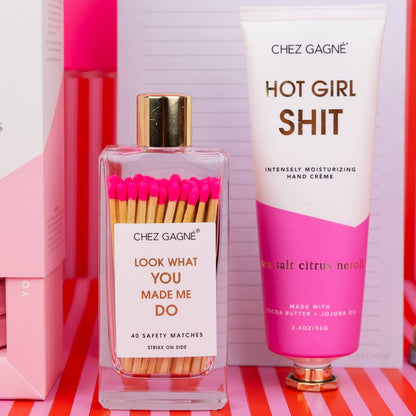Chez Gagné - Look What You Made Me Do - Glass Bottle Safety Matches - Bright Pink