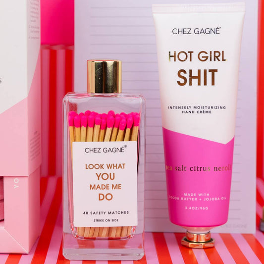 Chez Gagné - Look What You Made Me Do - Glass Bottle Safety Matches - Bright Pink