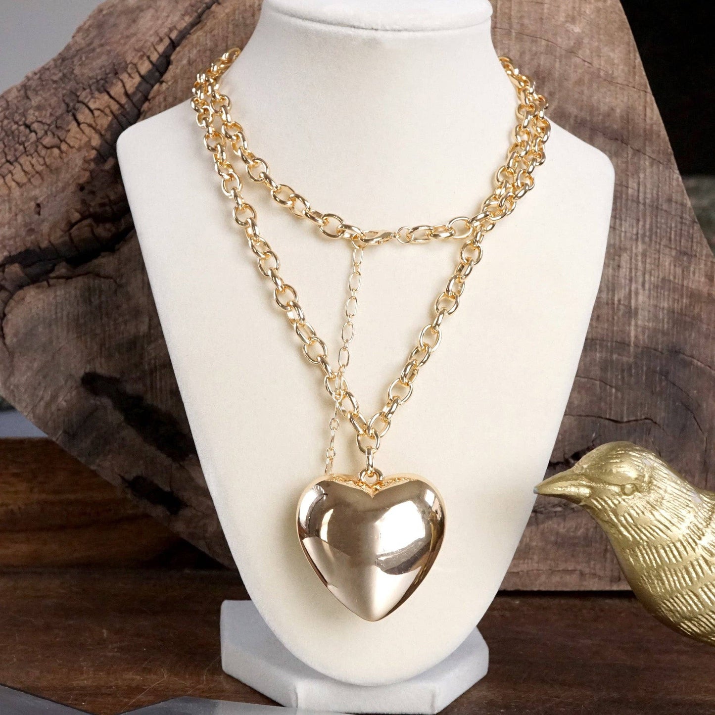 Chunky Chain Bracelet with Puffy Heart Charm