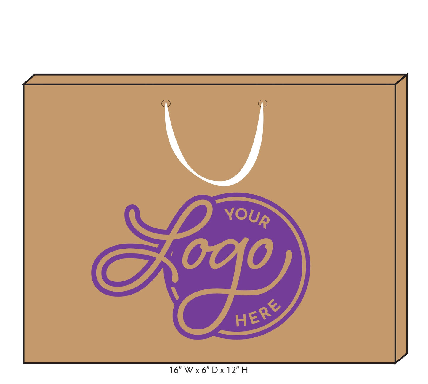 Custom Logo Ribbon Handle Bags w/Color Ink: White/White / 100 / Medium
