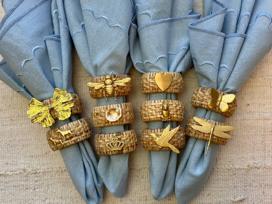 Rattan Napkin Rings- set of 4: Butterfly