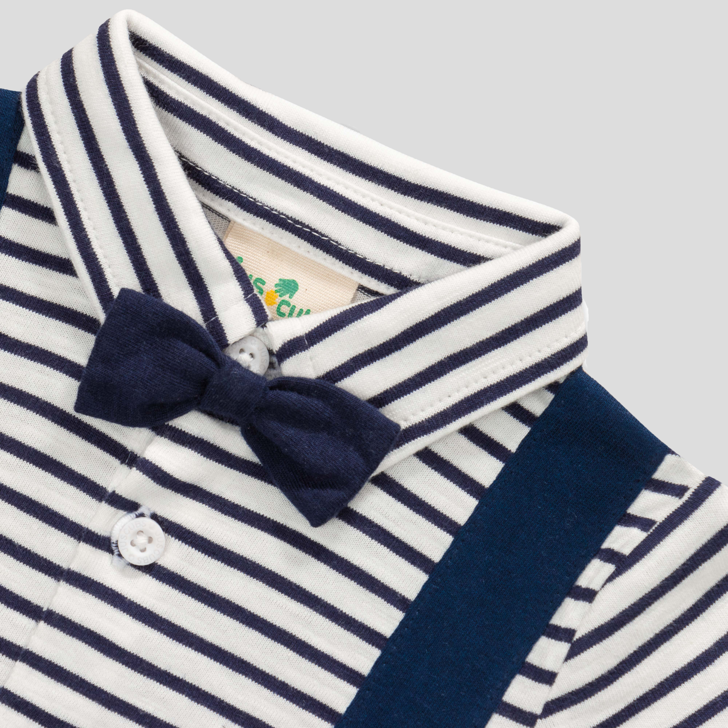 Navy Suspender Bodysuit with Bow Tie for Baby Boys: 6-9Months