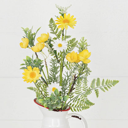 18in Bush-Yellow and White Daisy with Ferns