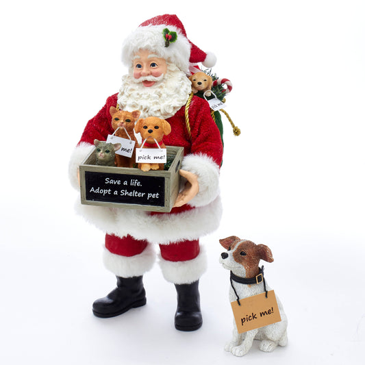 Kurt S. Adler, Inc. - 10.5"ADOPT A PET SANTA+DOG 2PC