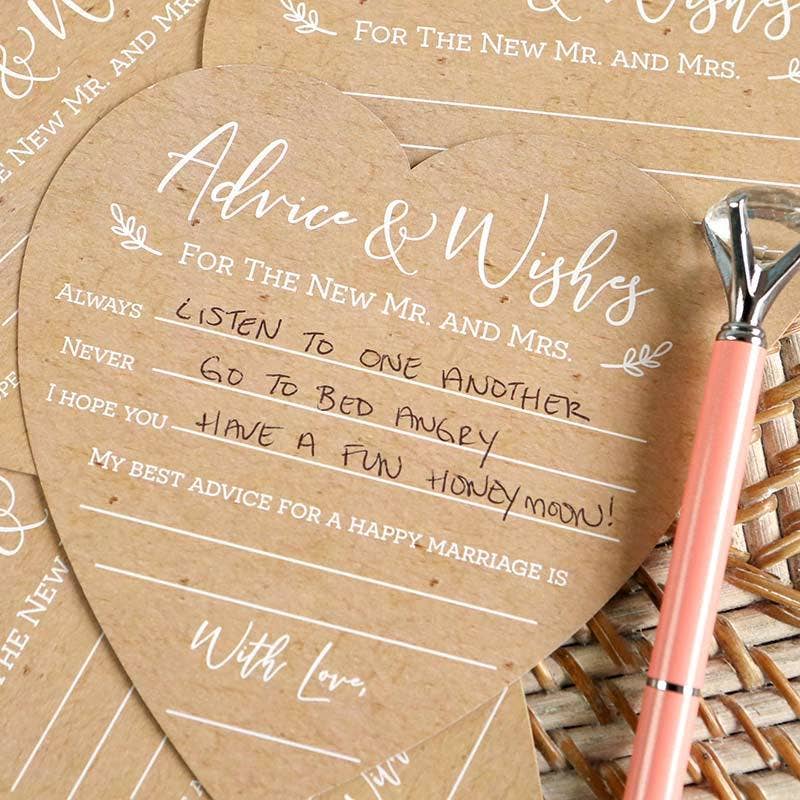 Wedding Advice Card - Heart Shape Set of 50