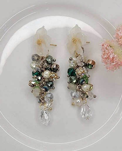 Handmade Dangle Earrings-WHITE FLOWER