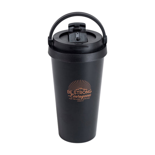 Divinity Boutique - Travel Mug - Be Strong & Courageous - Copper Ink/Black Mug