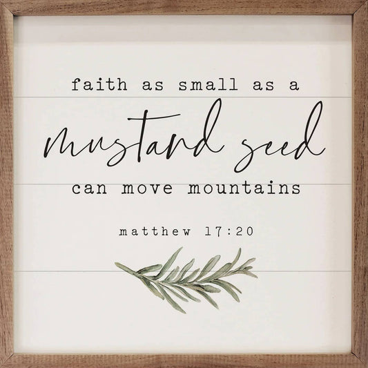 Mustard Seed Greenery Matthew 17 20 Square White