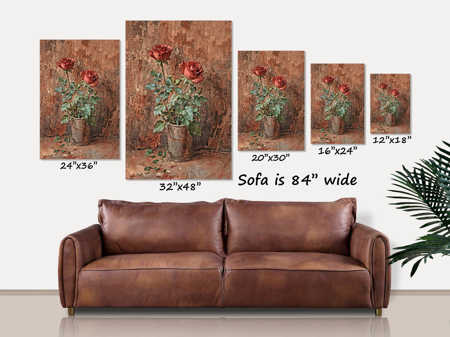 Rustic Red Roses Canvas Print Floral Wall Art Home Decor