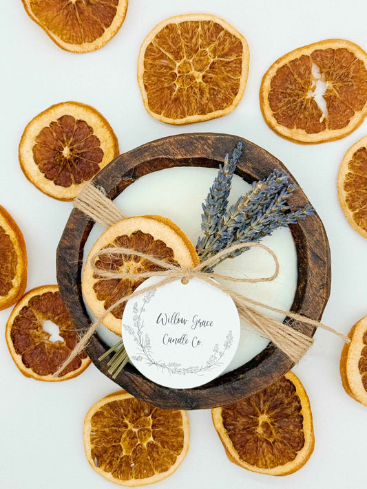 Summer Citrus Mini Round Dough Candle: Natural Stain