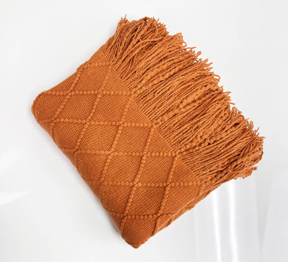 Rhombus Diamond Knit 50x60 Inch Throw Blanket