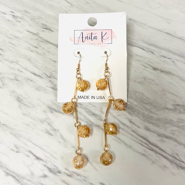 Anita K By Blushing Pink - Faceted Cubic Zirconia Bead Dangle Earring