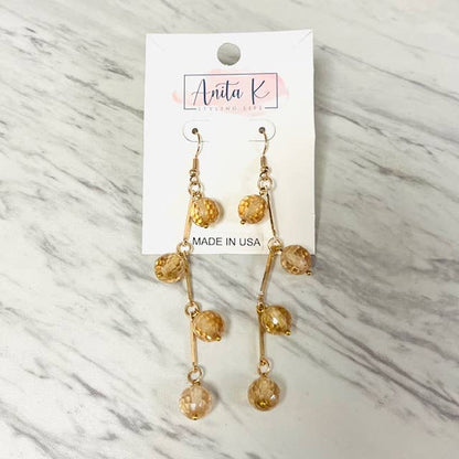Anita K By Blushing Pink - Faceted Cubic Zirconia Bead Dangle Earring