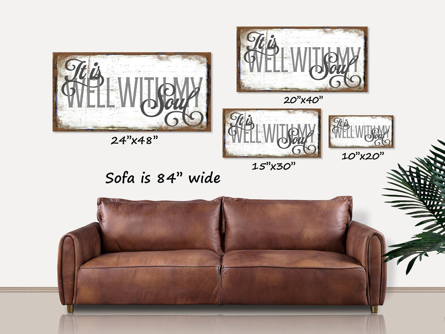 Letrero de lona con arte de himno cristiano de Olive Branch Farmhouse: "It Is Well With My Soul" (Está bien con mi alma).