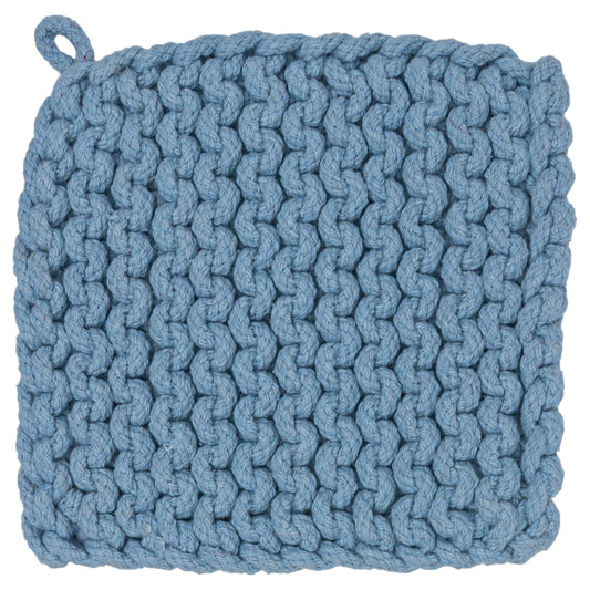 Dusty Blue Chunky Knit Cotton Pot Holder