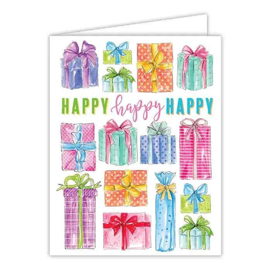 Happy Happy Happy Multi Presents Greeting Card