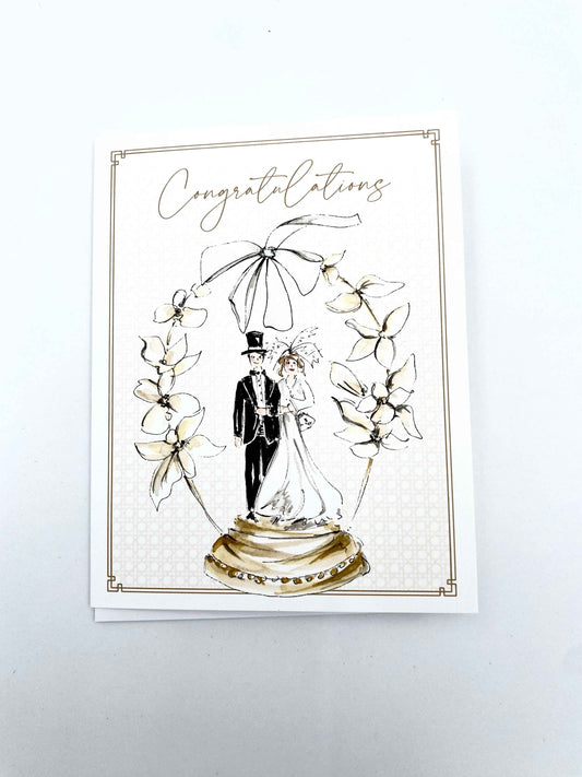 Congratulation Gold Bride and Groom Cake Topper