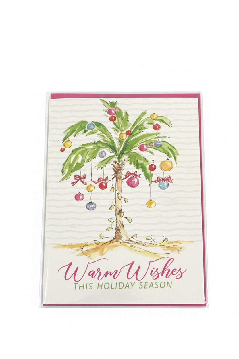 Christmas Palm Tree with Lights Greeting Card