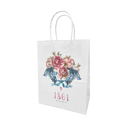 Custom Print Cub 8x4.75x10.25 White Paper Bags: 250 bags - $0.67/pc / 1 side print (front)