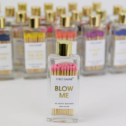 Chez Gagné - Blow Me - Glass Bottle Safety Matches - Pink