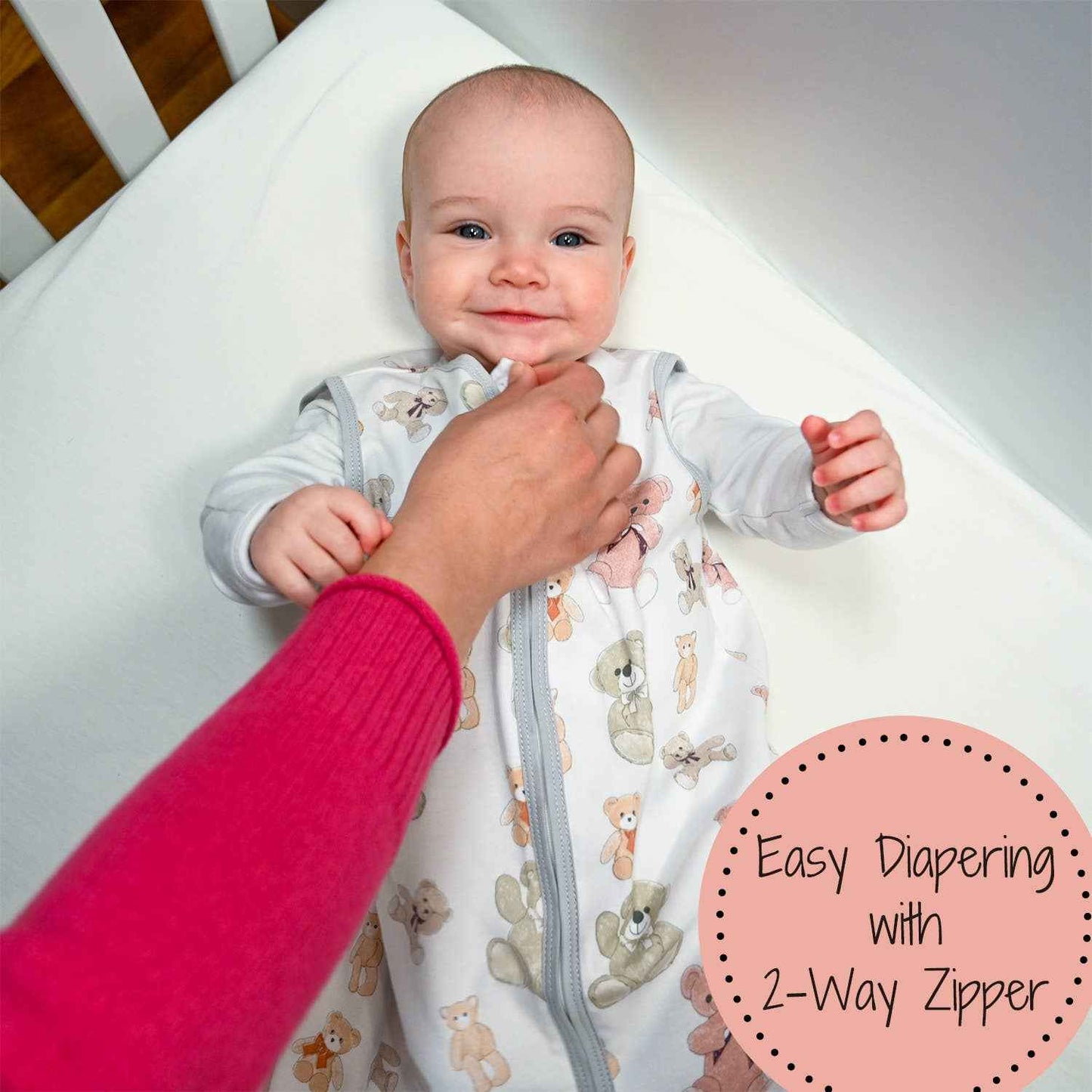LollyBanks - Bear Hugs Baby Sleep Sack, 100% Organic Cotton