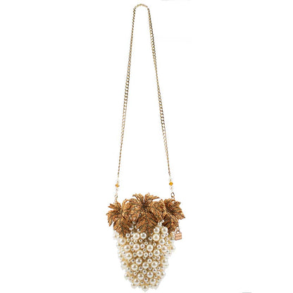 Grapes Galore Beaded and Pearl Cluster of Grapes Handbag