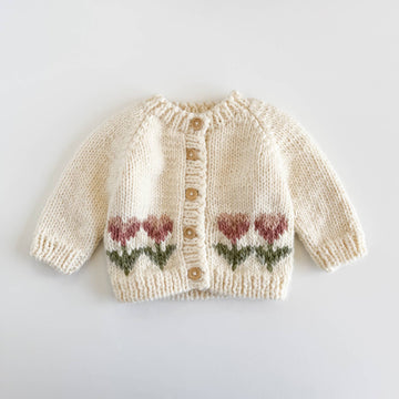 Cárdigan con flores de tulipán para bebé y niño, suéter para otoño y primavera.