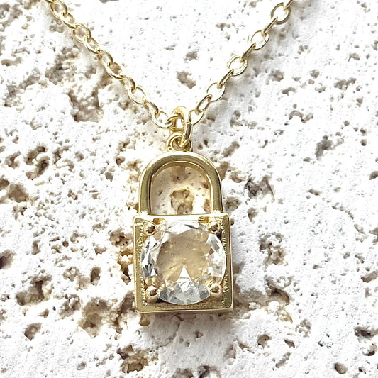Lock crystal designer necklace