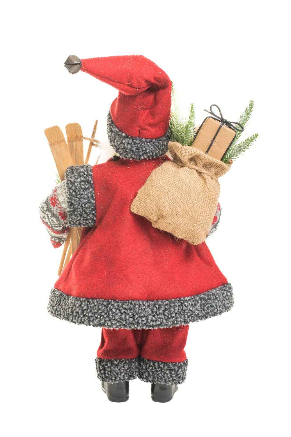 Red/Gray Nordic Santa Figurine with Gift Sack