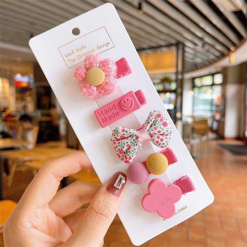 Girls cute hair clip set Kids floral Hair Clip Set of 5