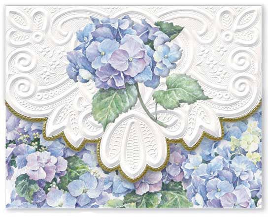 Blue Hydrangea Embossed Die-Cut Portfolio Note Card