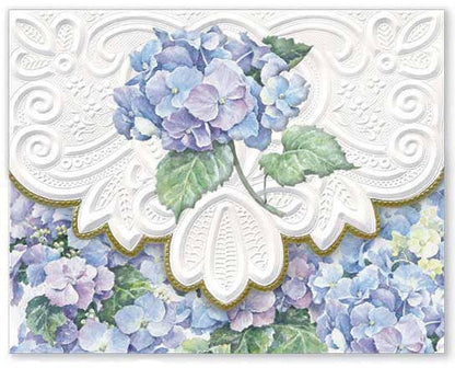 Blue Hydrangea Embossed Die-Cut Portfolio Note Card