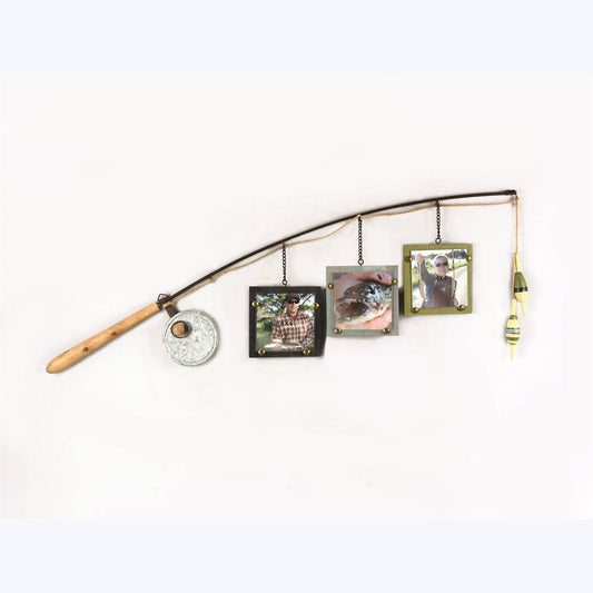 Wood Fish Pole 4X4Triple Picture Frame