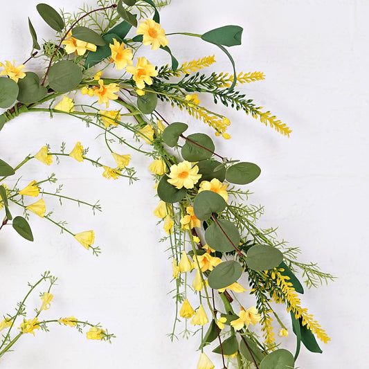 4ft Garland-Yellow Wild Daylily with Leaves