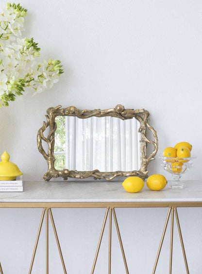 Gold Bird Mirrored Tray