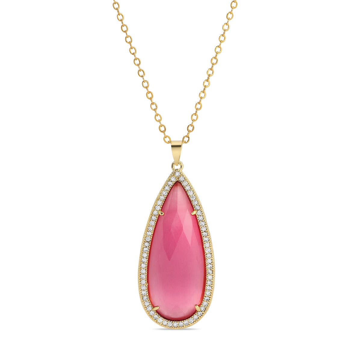 Long Shimmer Stone Pendant Necklace
