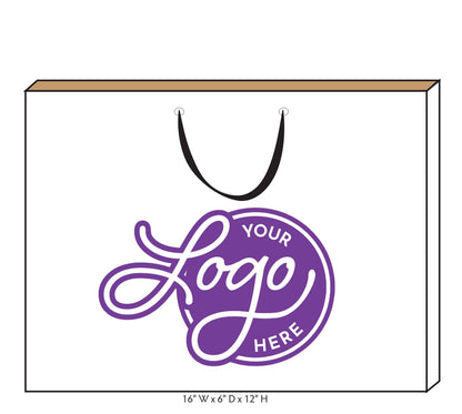 Custom Logo Ribbon Handle Bags w/Color Ink: White/White / 100 / Medium