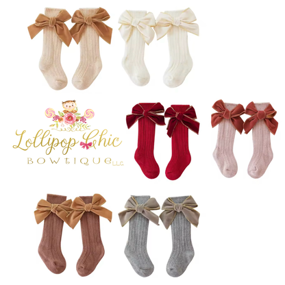 Baby Girls Winter Bow High Knee Socks