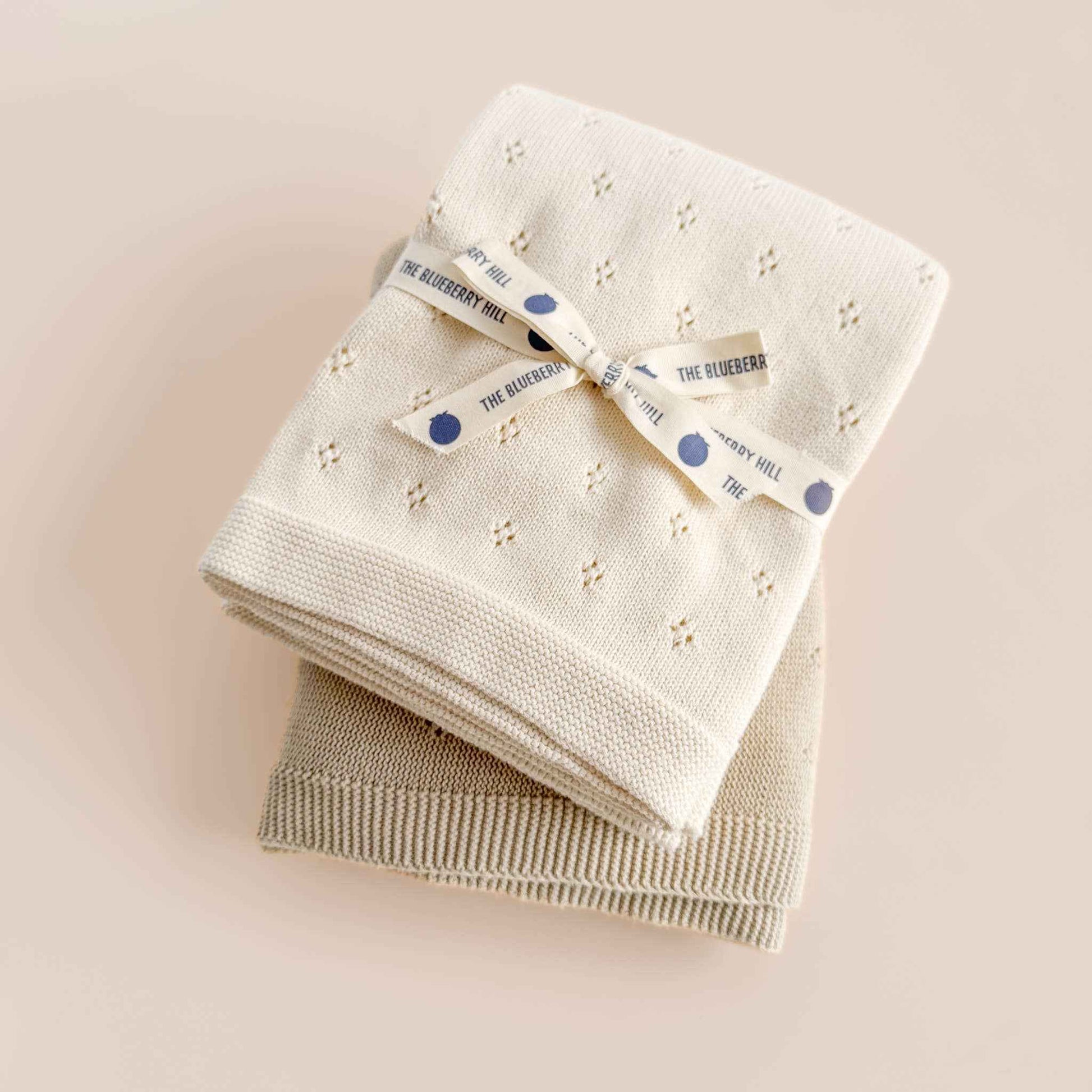Set Pique Blanket Bear Lovey, Cream Organic Cotton Baby Gift