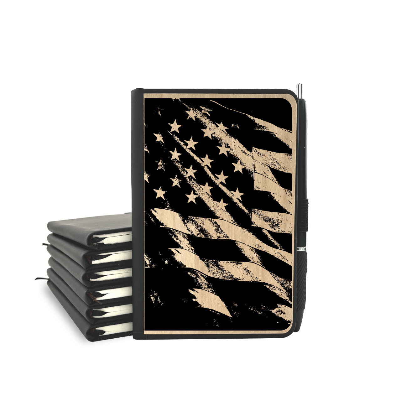 US Flag - Wood Cover Journal