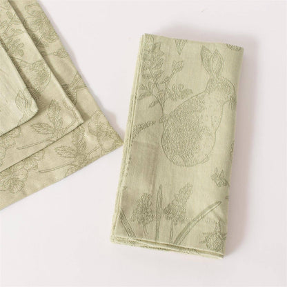 Rabbit & Fern Jacquard Napkin Easter Bunny Decor