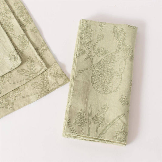 Rabbit & Fern Jacquard Napkin Easter Bunny Decor