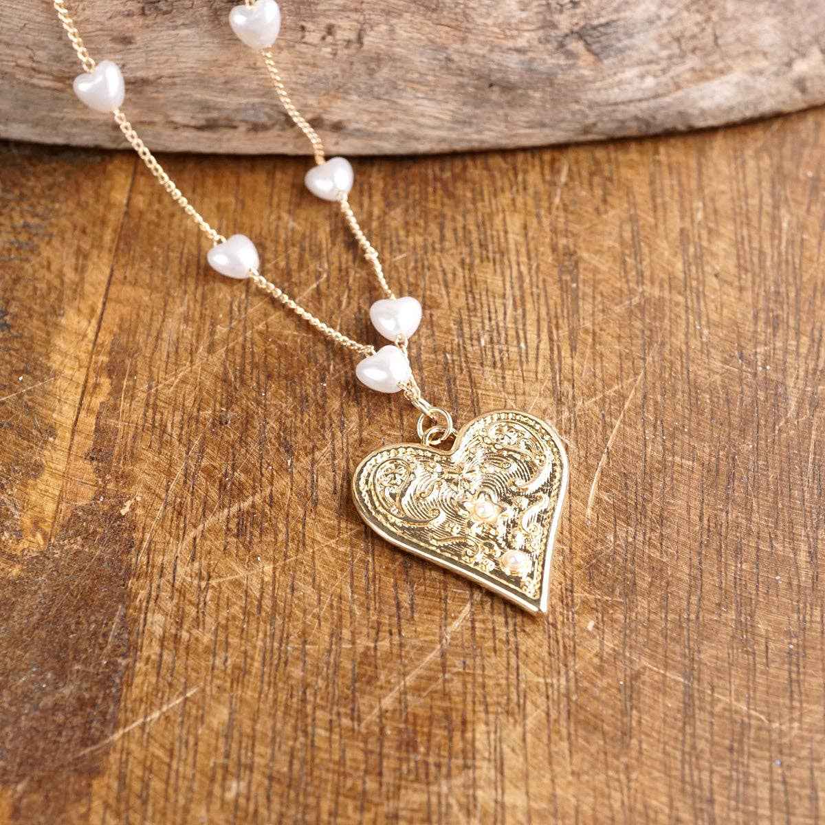 Heirloom Heart – Pearl Station Long Necklace